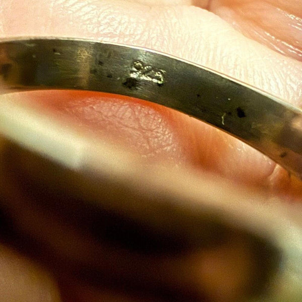 Southwestern Aurora Opal & Onyx Sterling Silver Adj Ring