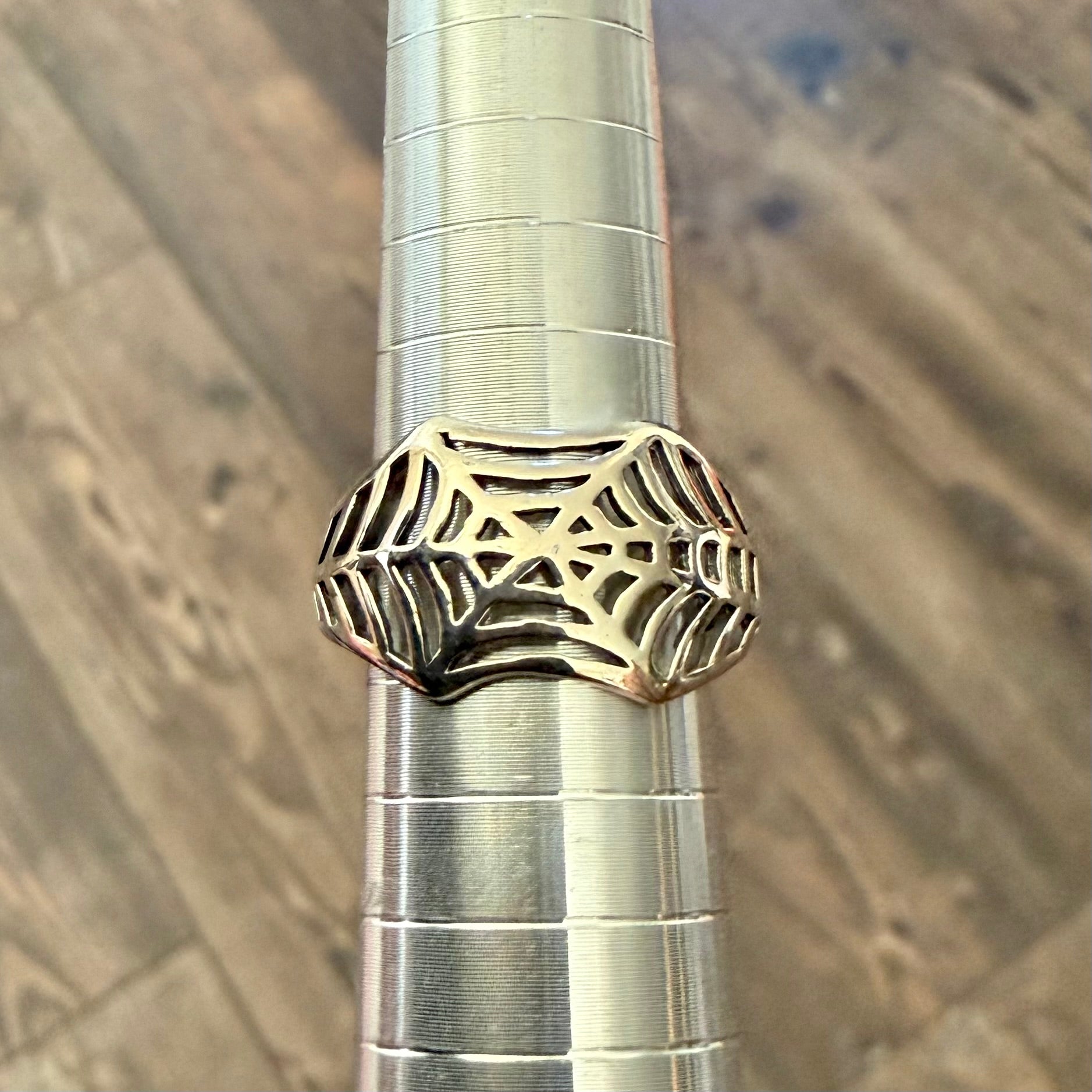 Sterling Silver Spider Web Boho Statement Ring Size 6 New
