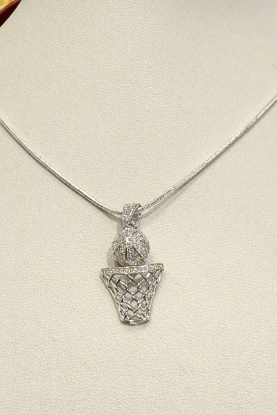 Iced Out Sterling Silver Basketball Pendant Moissanite Necklace Unisex New