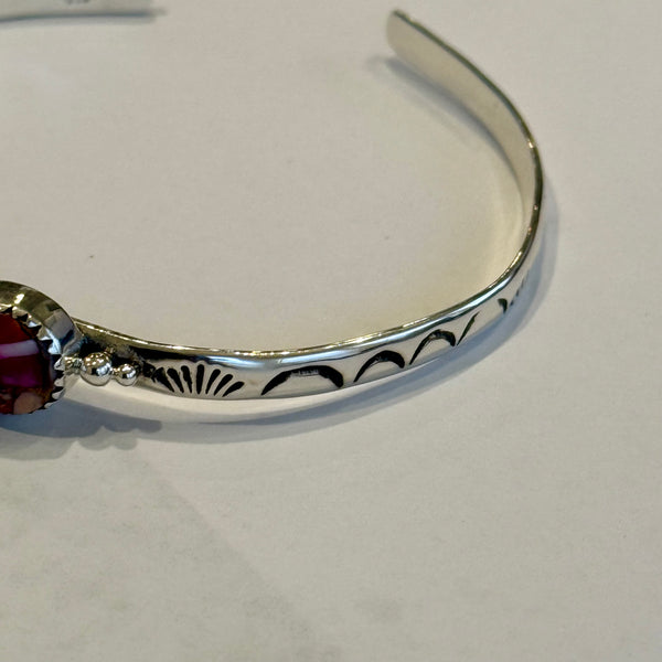 Plum Spiny Turquoise Sterling Silver Adjustable Cuff Bracelet Southwest Style Handmade
