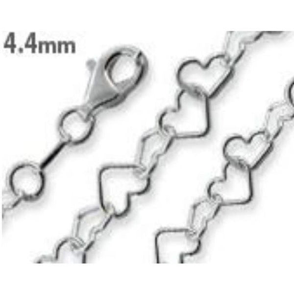 Italian Sterling Silver Heart Link Chain Necklace 16” 4.4mm New 925 Italy