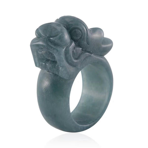 Natural Olmec Jadeite 60.00 ctw Carved Dragon Band Ring Size 9 New
