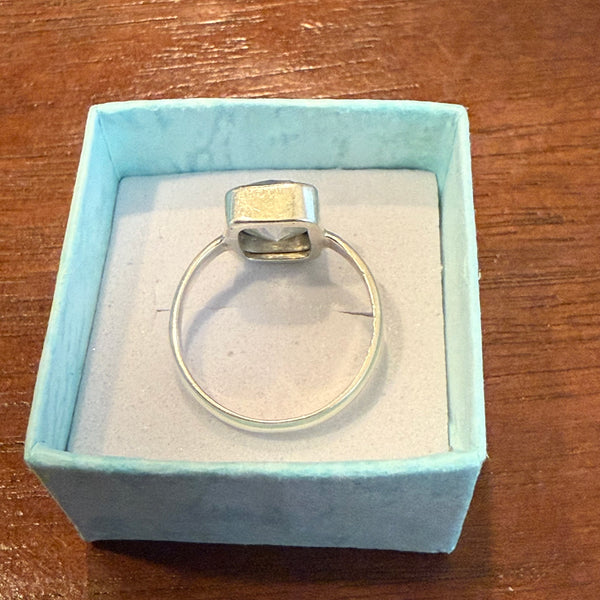 Genuine 2.5ct Mystic Rainbow Topaz Emerald Cut 925 Sterling Silver Ring Size 6 New