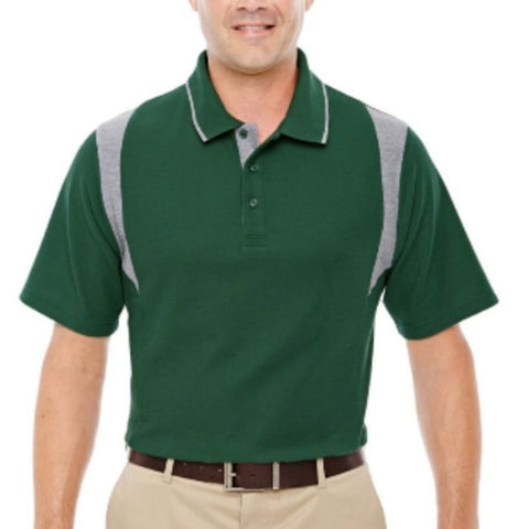 Mens Forest Green & Heather Grey Active Golf Polo Casual Athletic Shirt Size M