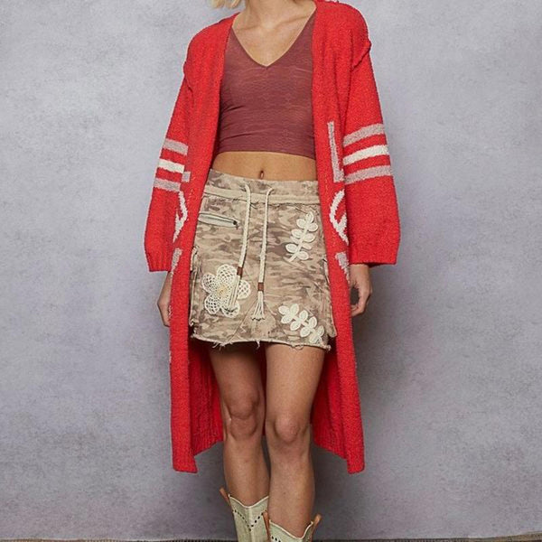 LOVE & PEACE Bohemian Knit Cardigan Cozy Peach