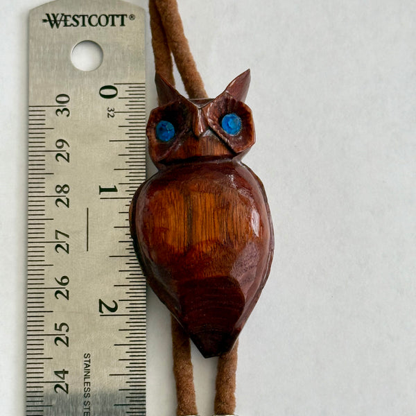 Vintage Western Style Wood Owl Bolo Tie Lariat Men’s Rustic Fashion Accessory