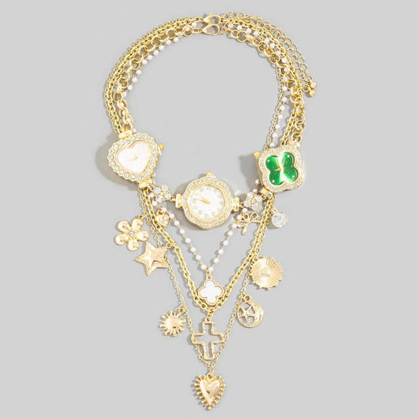 Assorted Layered Charms & Watches Statement Necklace