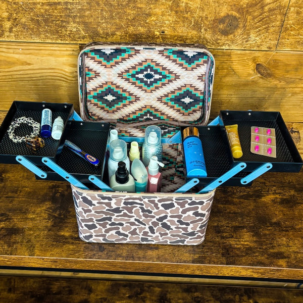 Western Womens Camo Print Hard Case Cosmetic Box Makeup Travel Case Brand New