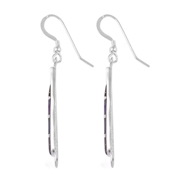 Southwestern Mojave Purple Turquoise 7.50 ctw Drop Earrings in Sterling Silver