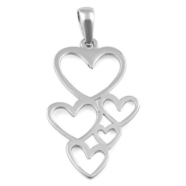 New Sterling Silver Floating Hearts Pendant For Necklace