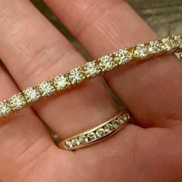 5.83CT Round 3mm Moissanite Tennis Bracelet 14k Gold Vermeil - 7" Length - NEW