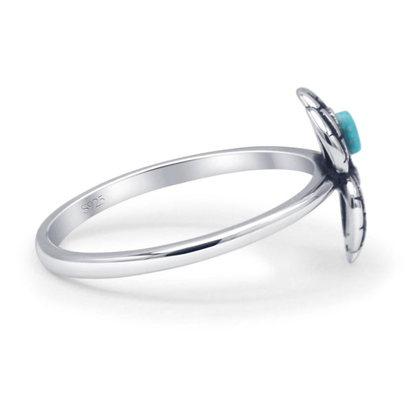 Oval Turquoise Spider Ring Oxidized