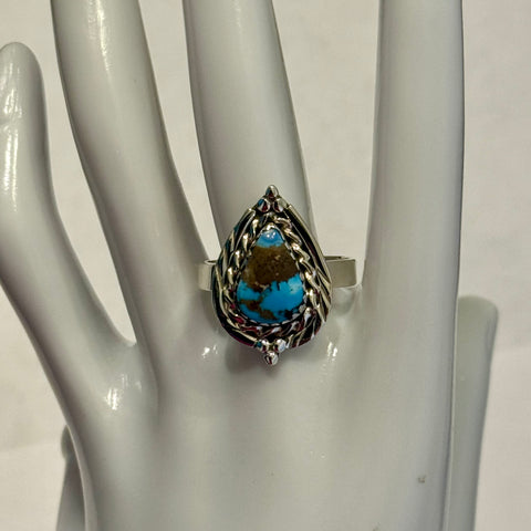 Southwestern Golden Hills Turquoise Sterling Silver Ring Size 10 New