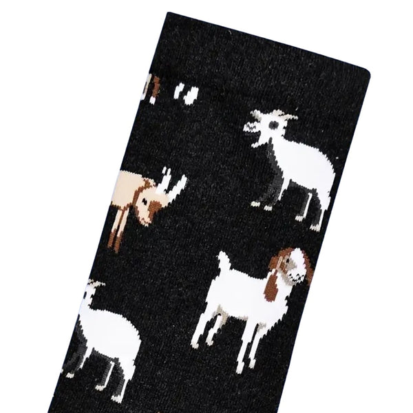 Goat Lovers Crew Socks Men’s Casual Western Farm Dark Grey Size 6-10 New