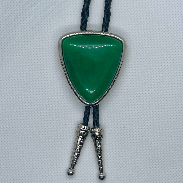 Triangle Green Onyx Stone Bolo Tie Mens Casual Western Cowboy Accessory New