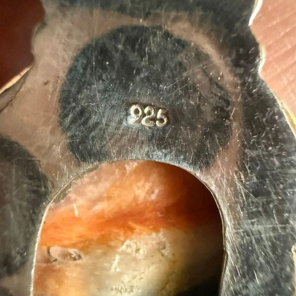 Boho Spiny Oyster Silver Teardrop Necklace Pendant Artisan
