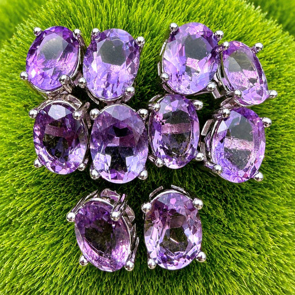 Natural 6x8m Amethyst Earring Stud crystal healing