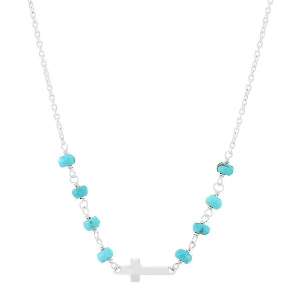 Silpada 'Steady Guide' Silver Teal Turquoise Cross Necklace