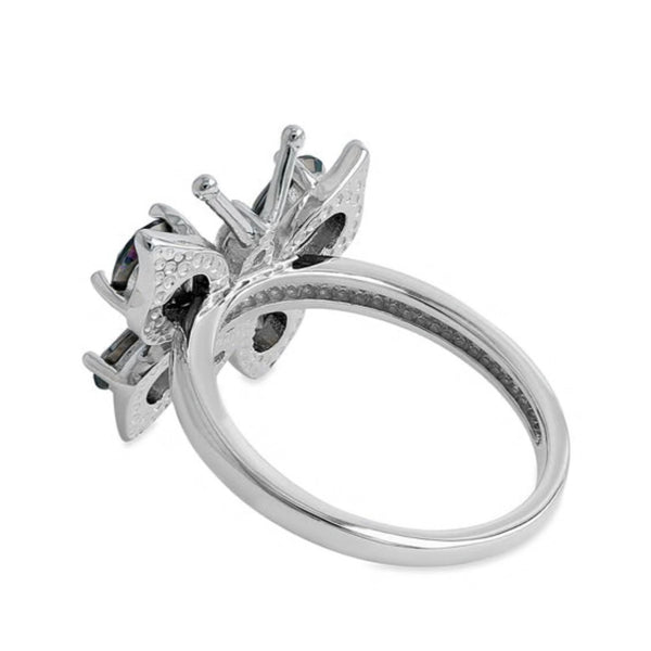 Sterling Silver Large Rainbow Mystic Topaz CZ Butterfly Ring New