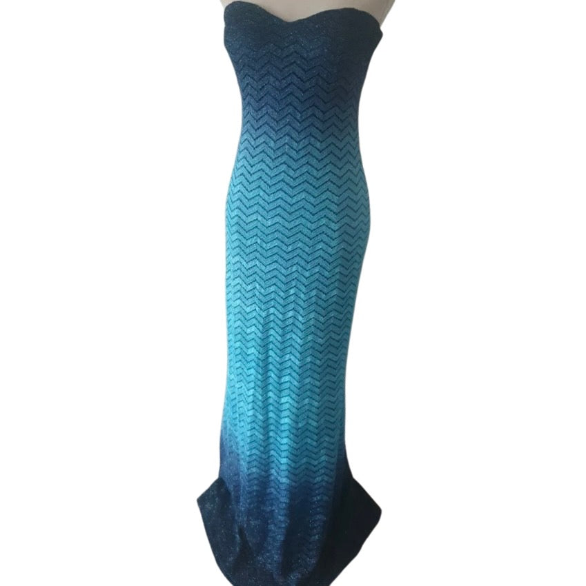 Beautiful Ombre Print Formal Prom Evening Gown  Mermaid Style Maxi Dress New