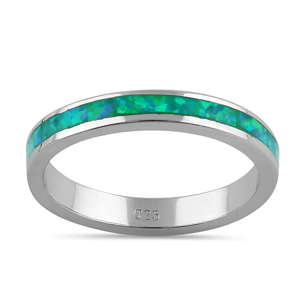 Seamless Green Opal Sterling Silver Ring Size 6 New