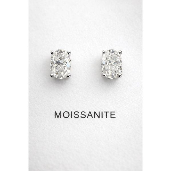 7.5mm 2CT Moissanite Stud Earrings Oval Sterling Silver