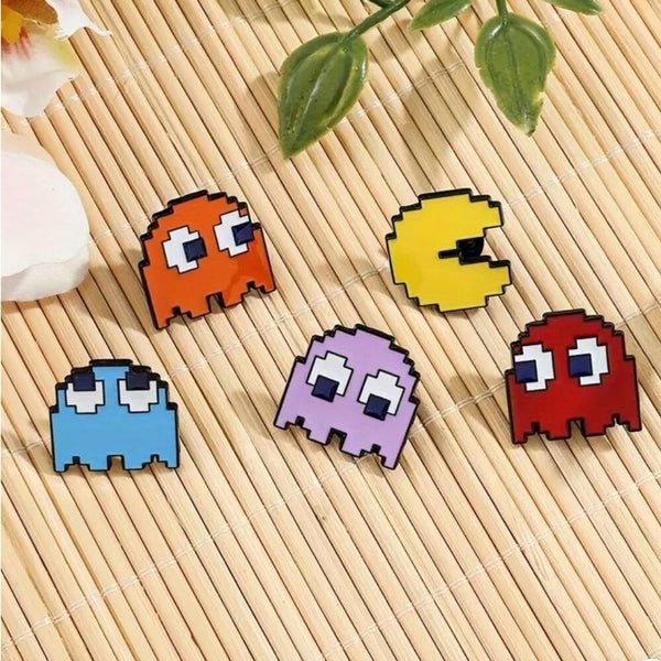 Set Of 5 Vintage Style Pac Man Pins