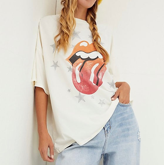 Rolling Stones One Size T Shirt Daydreamer Unisex Band Shirt In Dirty White New
