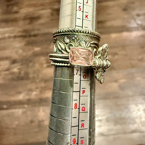 Honey Bee Spinner Ring Pink Amethyst Gemstone 925 Sterling Silver Size 6 New