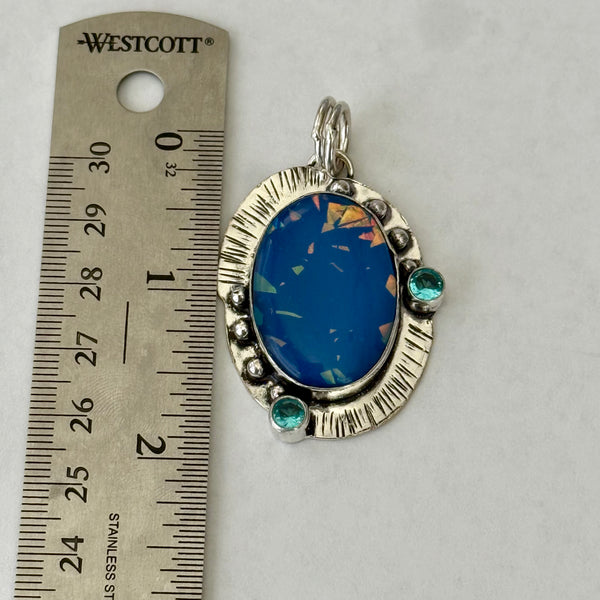 Unique Doublet Australian Opal Apatite Gemstone Pendant Adjustable Necklace New