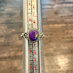 Southwestern Purple Mojave Turquoise Dainty Ring Sterling Silver Size 7 New