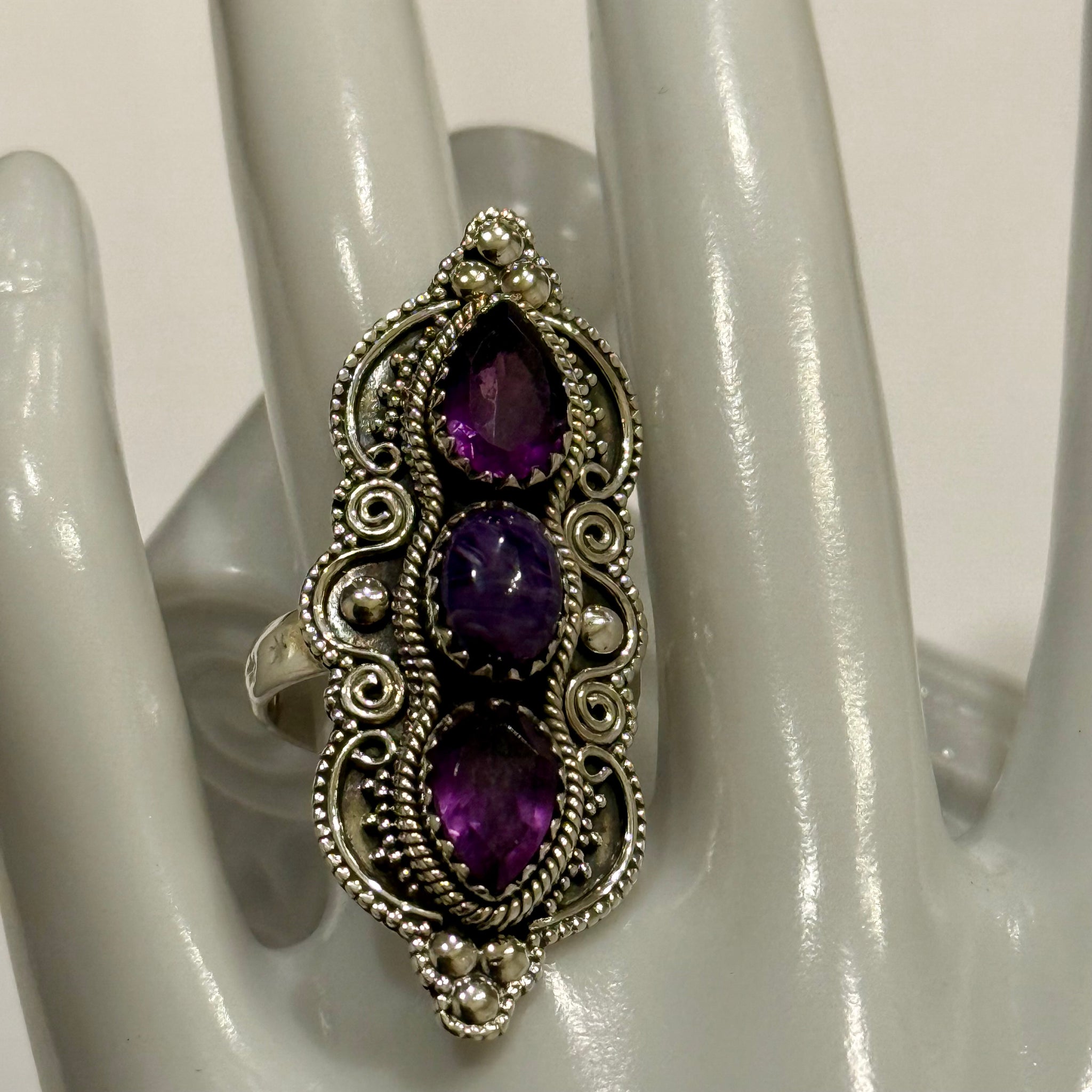 Gorgeous Genuine Amethyst & Purple Mohave Turquoise Southwest Statement Ring