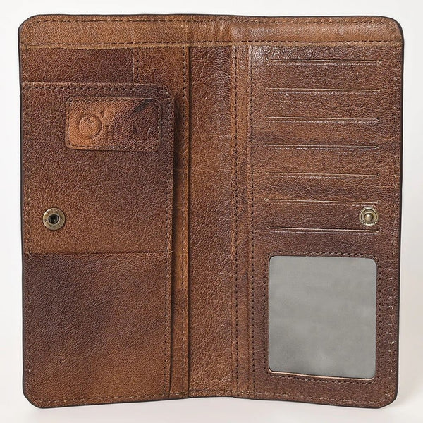 Genuine Leather Western Thunderbird Wallet Hand Tooled New