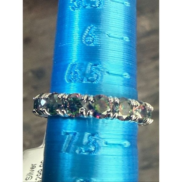 Mystic Topaz Eternity Band Sterling Silver Gemstone Ring 7