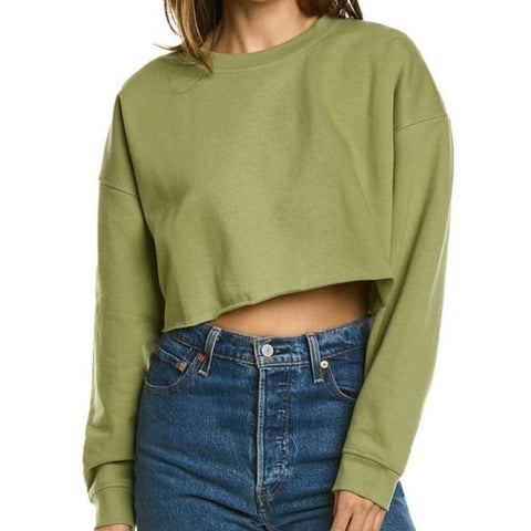 WeWoreWhat Cropped M Sweatshirt Womens Sage Casual Boho Top New