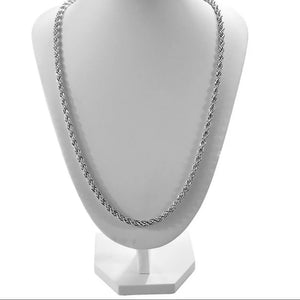 925 Sterling Silver 24” Popcorn Twisted Chain 4MM Necklace Men Or Women