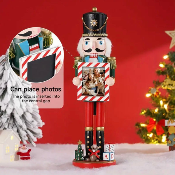 Wooden Green Soldier Nutcracker With Chalkboard Sign Casual Christmas Home Decor