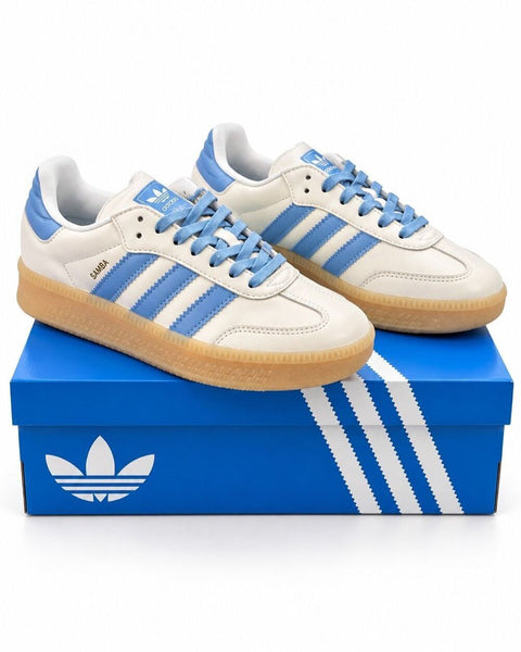 Adidas Samba XLG Wonder White Ash Blue Gum Sneakers 6.5Y Women's 8 New