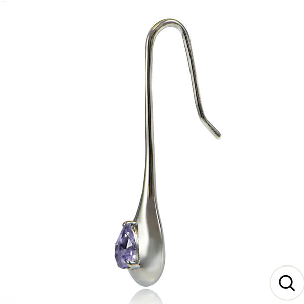 Sterling Silver Amethyst Teardrop Drop Earrings New