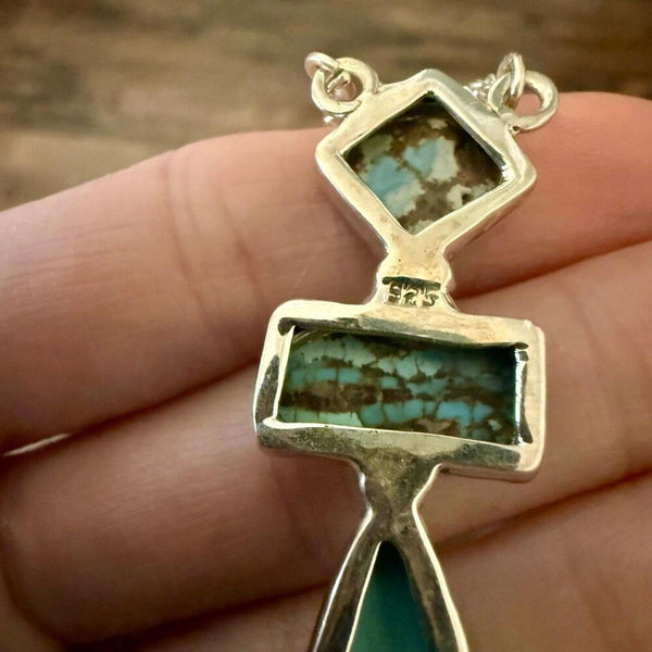 Golden Hills Turquoise Necklace Sterling Silver Southwestern Artisan Pendant New