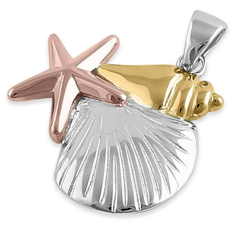 Sterling Silver Multi-Plated Under the Sea Pendant