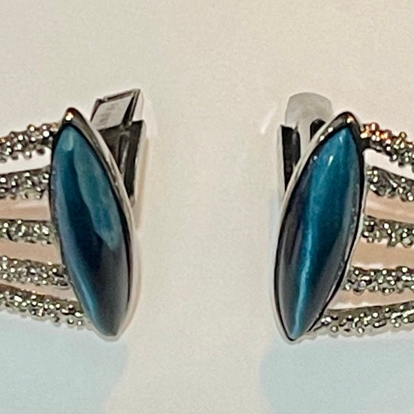 Vintage Sterling Silver Star Sapphire Cuff Links