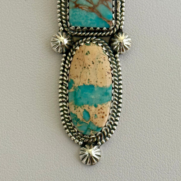 Southwestern Turquoise & Sea Sediment Jasper Stone Statement Necklace Pendant