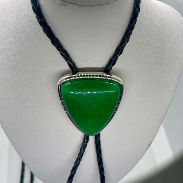 Triangle Green Onyx Stone Bolo Tie Mens Casual Western Cowboy Accessory New