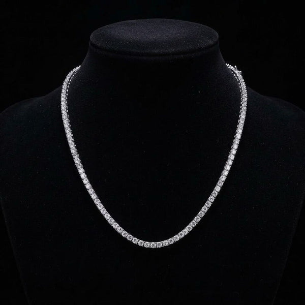 Unisex Moissanite Tennis Silver Necklace 20" VVS D Color Passes Diamond Tester