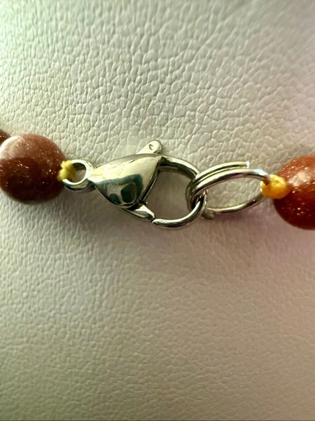 Goldstone Beaded Necklace • Sparkling Brown Gemstone Statement Jewelry Gift
