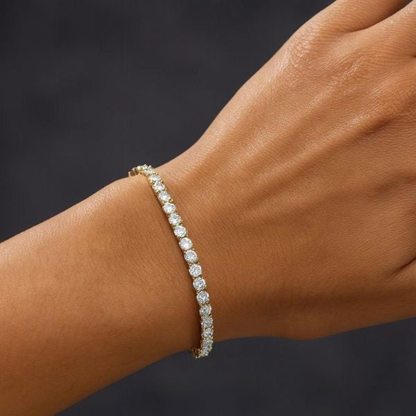 5.83CT Round 3mm Moissanite Tennis Bracelet 14k Gold Vermeil - 7" Length - NEW