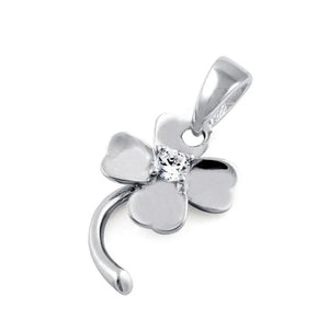 Sterling Silver Four Leaf Clover CZ Necklace Pendant New