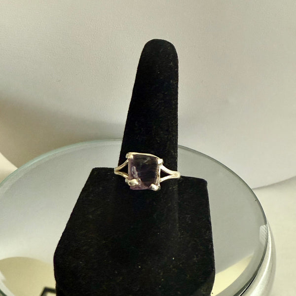 Natural Raw Amethyst 925 Sterling Silver Ring Rough Square Gemstone New