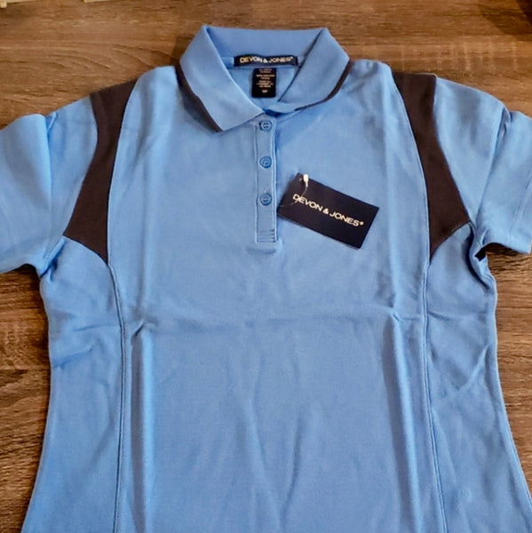 Ladies Sport French & Navy Blue Active Golf Polo Casual Athletic Shirt Size M